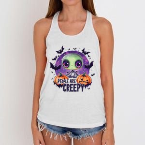 People Are Creepy Halloween Season Women's Knotted Racerback Tank