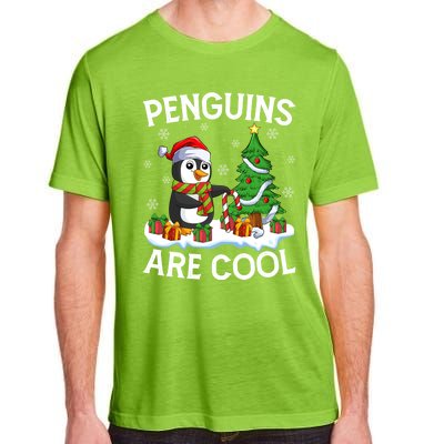 Penguins Are Cool Xmas Tree Lights Santa Penguin Christmas Gift Adult ChromaSoft Performance T-Shirt