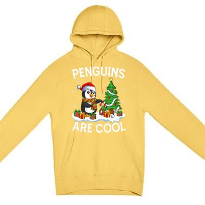 Penguins Are Cool Xmas Tree Lights Santa Penguin Christmas Gift Premium Pullover Hoodie