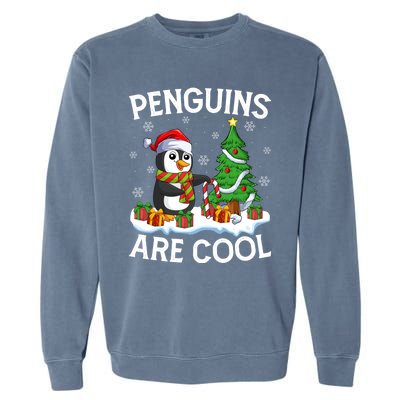 Penguins Are Cool Xmas Tree Lights Santa Penguin Christmas Gift Garment-Dyed Sweatshirt