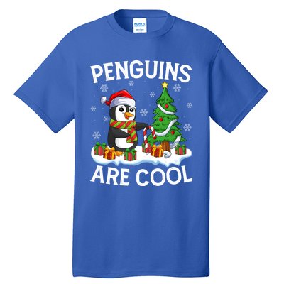 Penguins Are Cool Xmas Tree Lights Santa Penguin Christmas Gift Tall T-Shirt