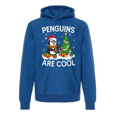 Penguins Are Cool Xmas Tree Lights Santa Penguin Christmas Gift Premium Hoodie