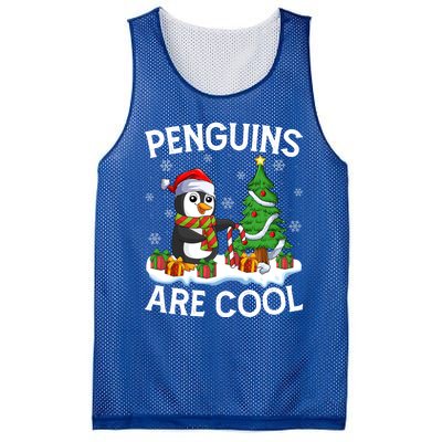 Penguins Are Cool Xmas Tree Lights Santa Penguin Christmas Gift Mesh Reversible Basketball Jersey Tank