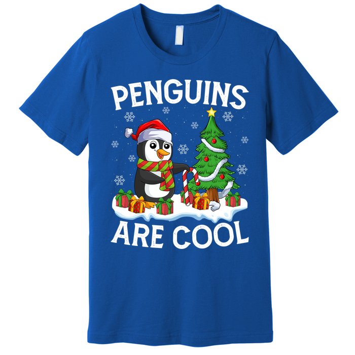 Penguins Are Cool Xmas Tree Lights Santa Penguin Christmas Gift Premium T-Shirt