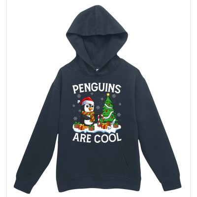 Penguins Are Cool Xmas Tree Lights Santa Penguin Christmas Gift Urban Pullover Hoodie