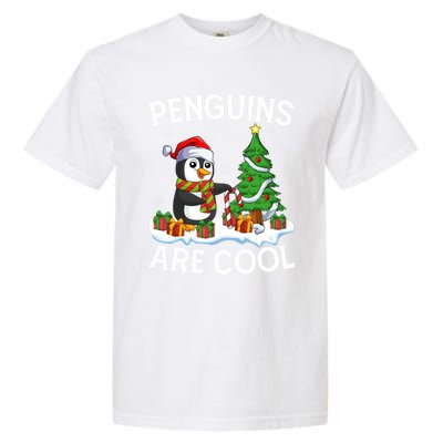 Penguins Are Cool Xmas Tree Lights Santa Penguin Christmas Gift Garment-Dyed Heavyweight T-Shirt