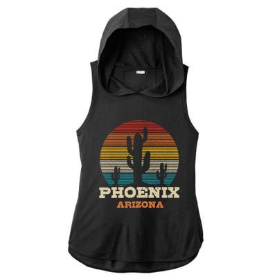 Phoenix Arizona Cactus Vintage Retro Desert Souvenir Gift Ladies PosiCharge Tri-Blend Wicking Draft Hoodie Tank