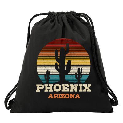Phoenix Arizona Cactus Vintage Retro Desert Souvenir Gift Drawstring Bag