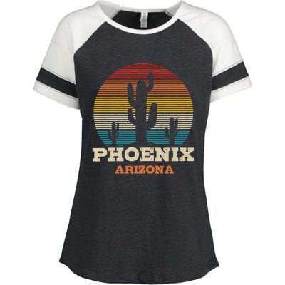 Phoenix Arizona Cactus Vintage Retro Desert Souvenir Gift Enza Ladies Jersey Colorblock Tee