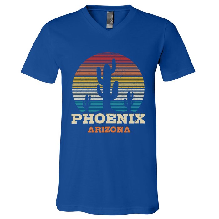 Phoenix Arizona Cactus Vintage Retro Desert Souvenir Gift V-Neck T-Shirt