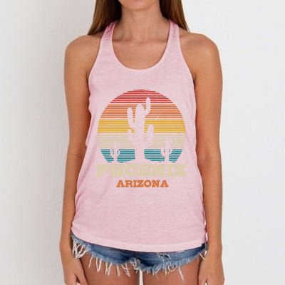 Phoenix Arizona Cactus Vintage Retro Desert Souvenir Gift Women's Knotted Racerback Tank