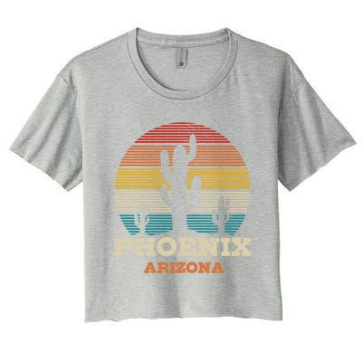 Phoenix Arizona Cactus Vintage Retro Desert Souvenir Gift Women's Crop Top Tee