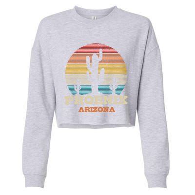 Phoenix Arizona Cactus Vintage Retro Desert Souvenir Gift Cropped Pullover Crew