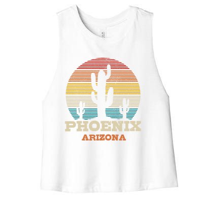 Phoenix Arizona Cactus Vintage Retro Desert Souvenir Gift Women's Racerback Cropped Tank