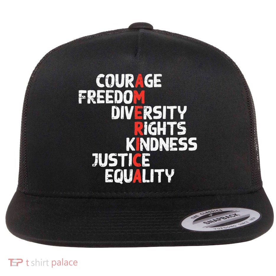 Protest America Courage Freedom Rights Resist Women Flat Bill Trucker Hat