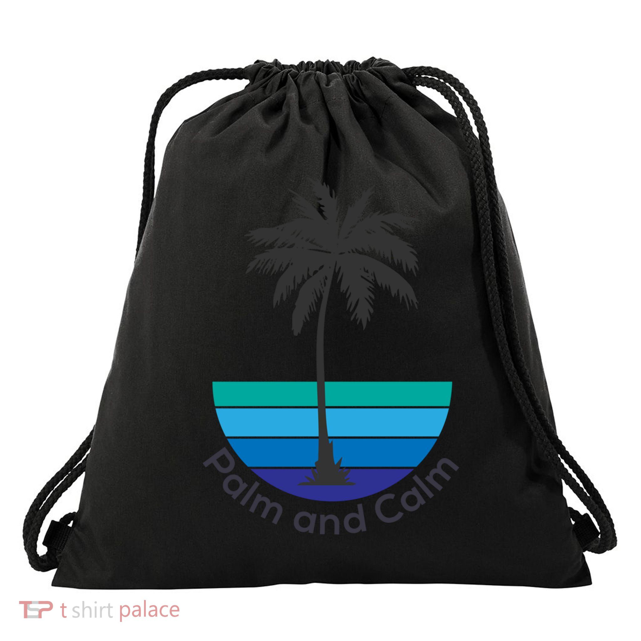 Palm And Calm Summer Vacation Vibes Vacay Mode Sunshine Meaningful Gift Drawstring Bag