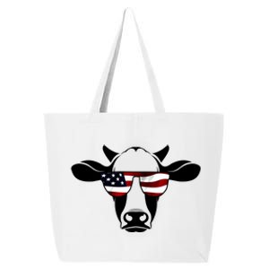 Patriotic American Cow Flag Glasses Farm Gift / Rodeo Funny Gift 25L Jumbo Tote