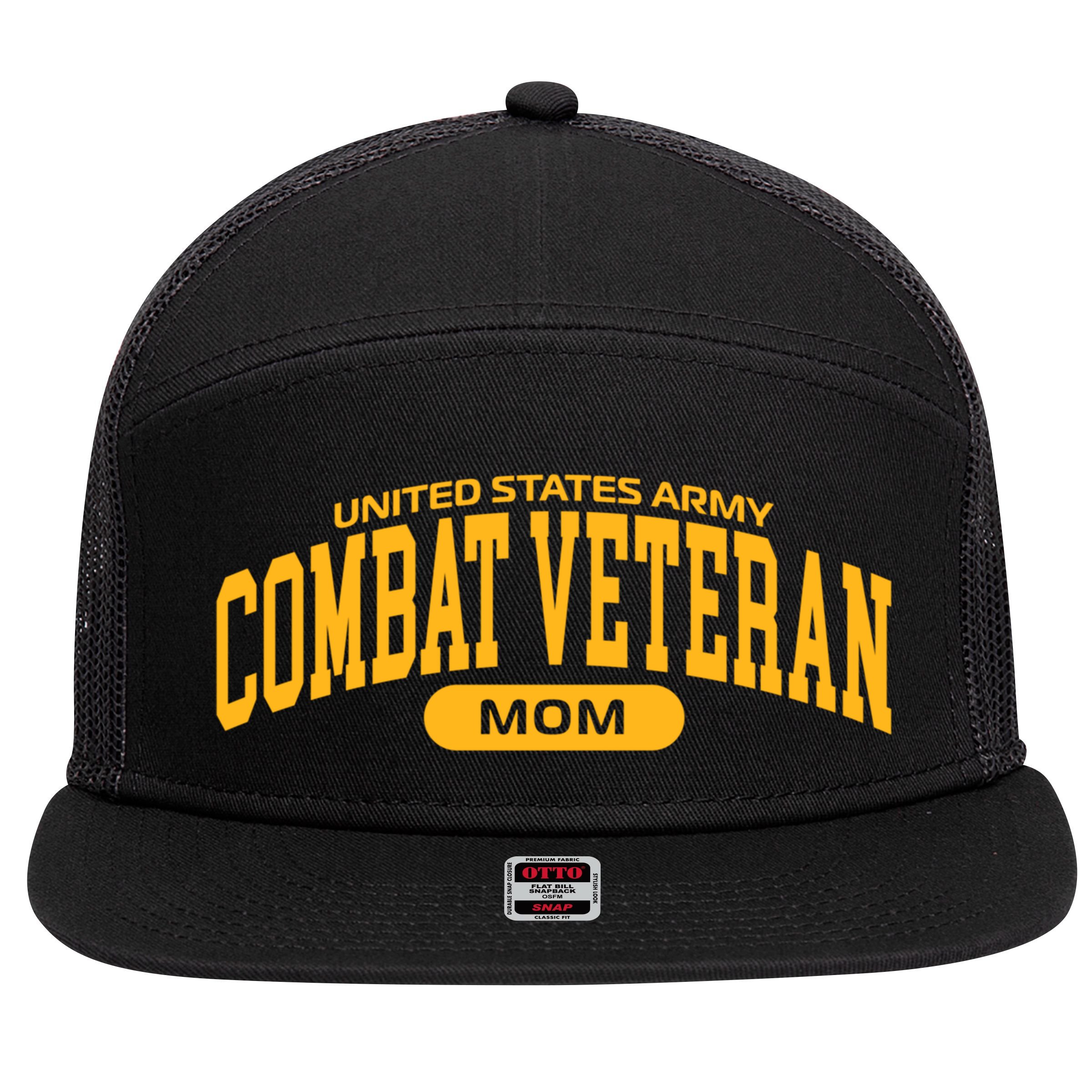 Proud Army Combat Veteran Mom Gift 7 Panel Mesh Trucker Snapback Hat