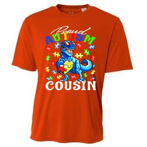 Proud Autism Cousin Dinosaur Autism Awareness Funny Gift Cooling Performance Crew T-Shirt