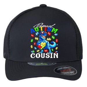 Proud Autism Cousin Dinosaur Autism Awareness Funny Gift Flexfit Unipanel Trucker Cap