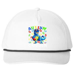 Proud Autism Cousin Dinosaur Autism Awareness Funny Gift Snapback Five-Panel Rope Hat