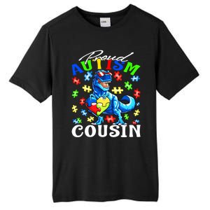 Proud Autism Cousin Dinosaur Autism Awareness Funny Gift Tall Fusion ChromaSoft Performance T-Shirt