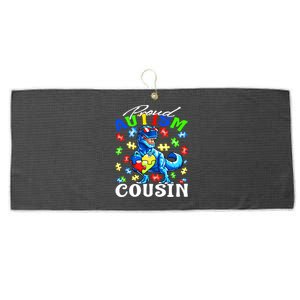 Proud Autism Cousin Dinosaur Autism Awareness Funny Gift Large Microfiber Waffle Golf Towel