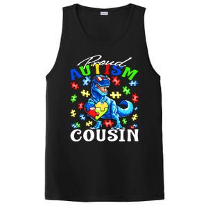 Proud Autism Cousin Dinosaur Autism Awareness Funny Gift PosiCharge Competitor Tank