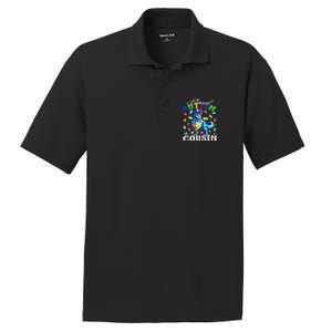 Proud Autism Cousin Dinosaur Autism Awareness Funny Gift PosiCharge RacerMesh Polo