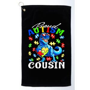 Proud Autism Cousin Dinosaur Autism Awareness Funny Gift Platinum Collection Golf Towel