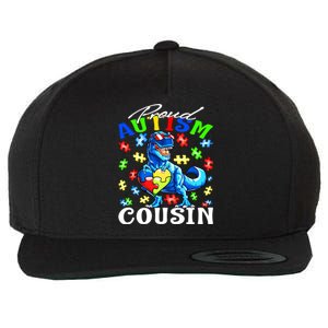 Proud Autism Cousin Dinosaur Autism Awareness Funny Gift Wool Snapback Cap