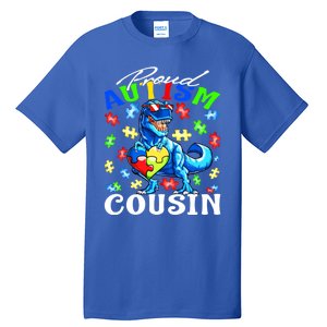 Proud Autism Cousin Dinosaur Autism Awareness Funny Gift Tall T-Shirt