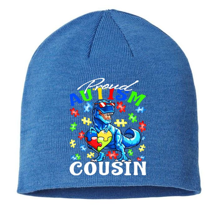 Proud Autism Cousin Dinosaur Autism Awareness Funny Gift Sustainable Beanie