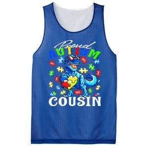 Proud Autism Cousin Dinosaur Autism Awareness Funny Gift Mesh Reversible Basketball Jersey Tank