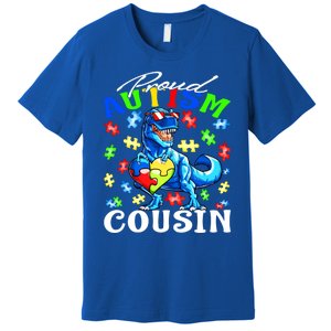 Proud Autism Cousin Dinosaur Autism Awareness Funny Gift Premium T-Shirt