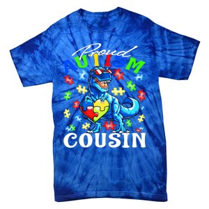 Proud Autism Cousin Dinosaur Autism Awareness Funny Gift Tie-Dye T-Shirt