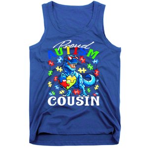 Proud Autism Cousin Dinosaur Autism Awareness Funny Gift Tank Top