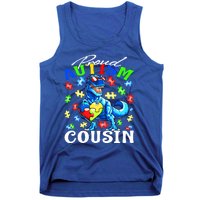 Proud Autism Cousin Dinosaur Autism Awareness Funny Gift Tank Top