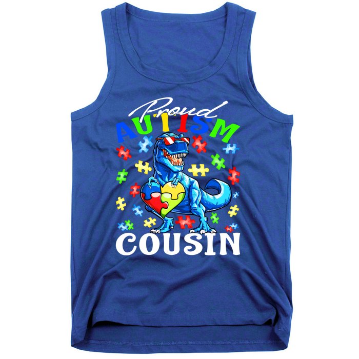 Proud Autism Cousin Dinosaur Autism Awareness Funny Gift Tank Top