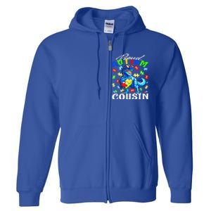 Proud Autism Cousin Dinosaur Autism Awareness Funny Gift Full Zip Hoodie