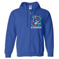 Proud Autism Cousin Dinosaur Autism Awareness Funny Gift Full Zip Hoodie