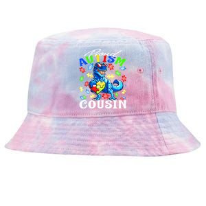 Proud Autism Cousin Dinosaur Autism Awareness Funny Gift Tie-Dyed Bucket Hat