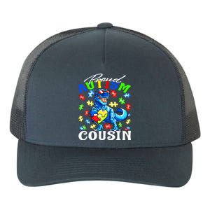 Proud Autism Cousin Dinosaur Autism Awareness Funny Gift Yupoong Adult 5-Panel Trucker Hat