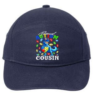 Proud Autism Cousin Dinosaur Autism Awareness Funny Gift 7-Panel Snapback Hat