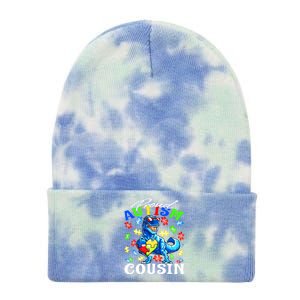 Proud Autism Cousin Dinosaur Autism Awareness Funny Gift Tie Dye 12in Knit Beanie