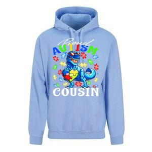 Proud Autism Cousin Dinosaur Autism Awareness Funny Gift Unisex Surf Hoodie