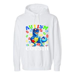 Proud Autism Cousin Dinosaur Autism Awareness Funny Gift Garment-Dyed Fleece Hoodie