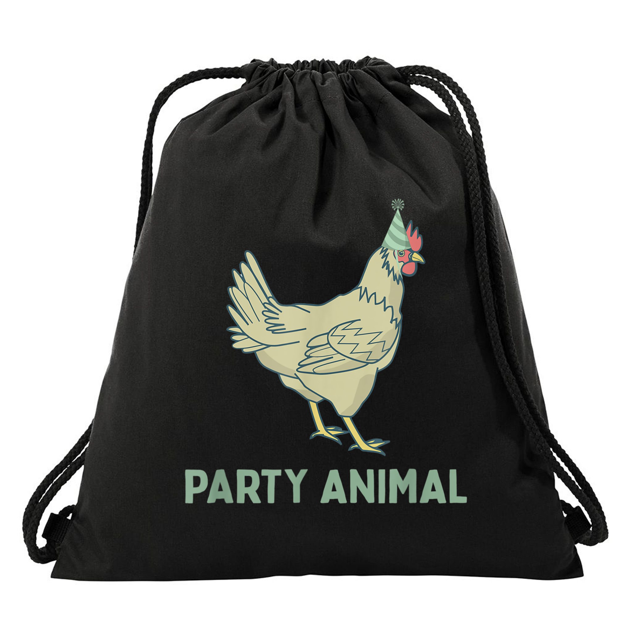 Party Animal Chicken Birthday, Chicken Birthday Drawstring Bag