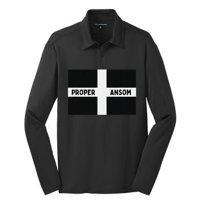 Proper Ansom Cornish Saying Cornwall Silk Touch Performance Long Sleeve Polo