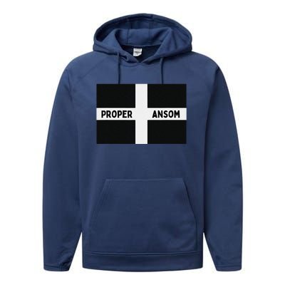 Proper Ansom Cornish Saying Cornwall Performance Fleece Hoodie